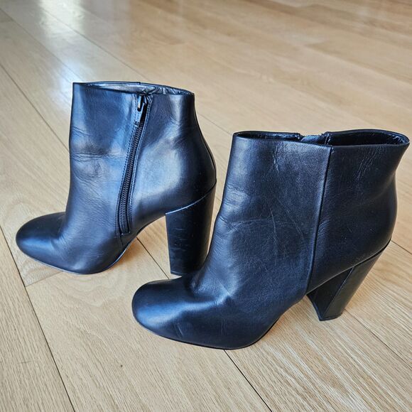 Aldo Black‎ Leather Chunky High heel Ankle boots, Womens 7.5, Party, nightout - Picture 4 of 8